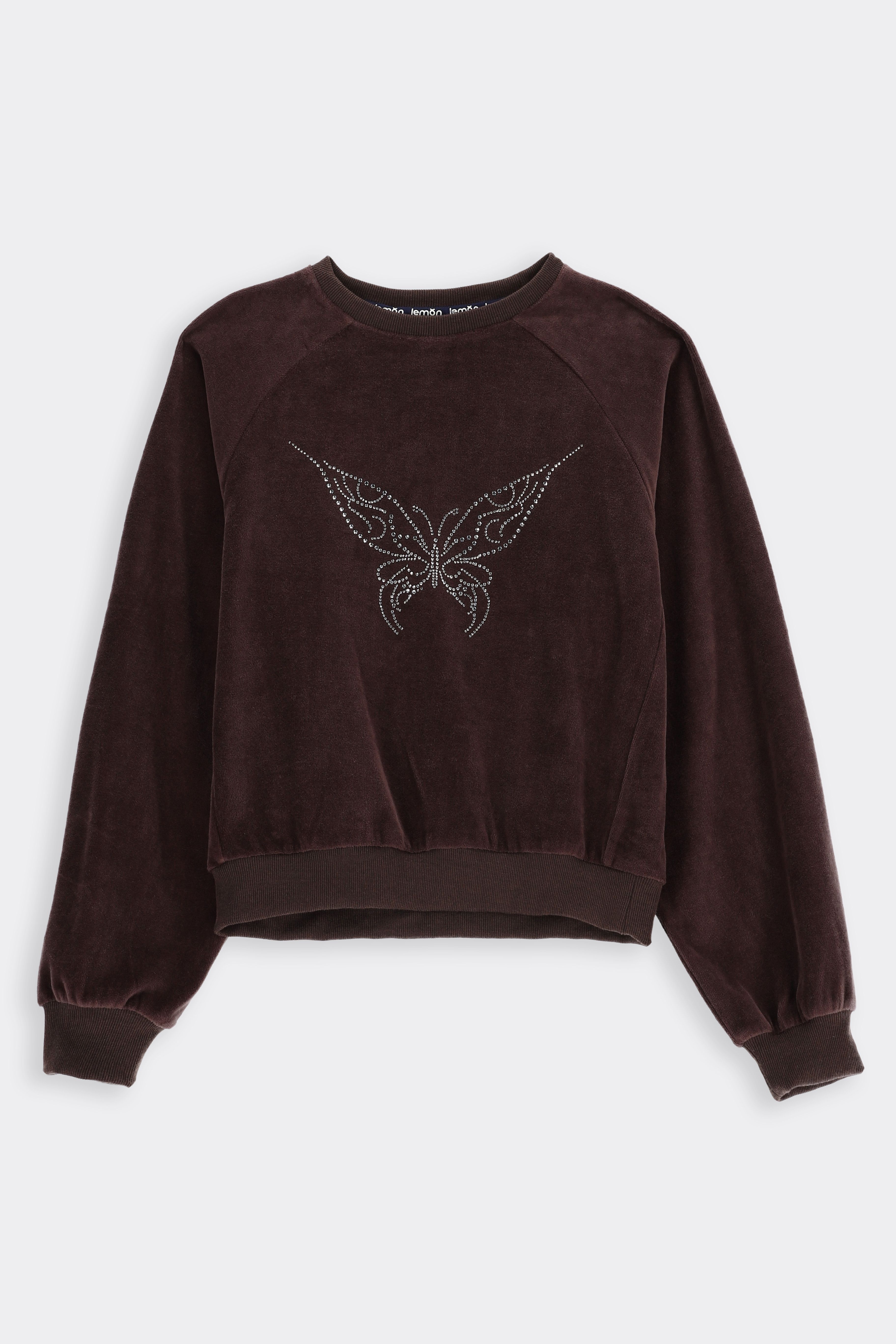 Sweatshirt mit Reißverschluss für Mädchen Velours mit Kristallen  