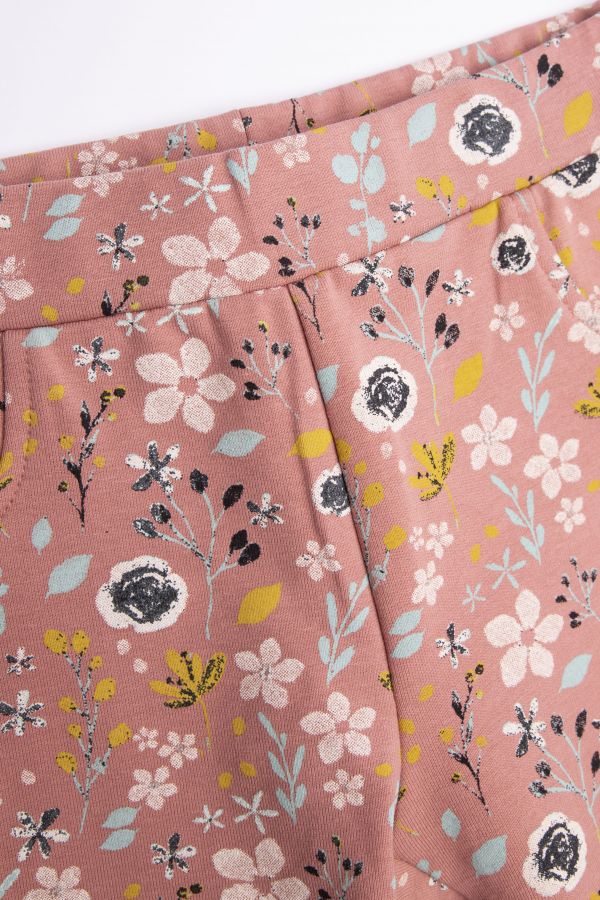 Hose aus Strickwaren rosa mit Blumenaufdruck 2156034