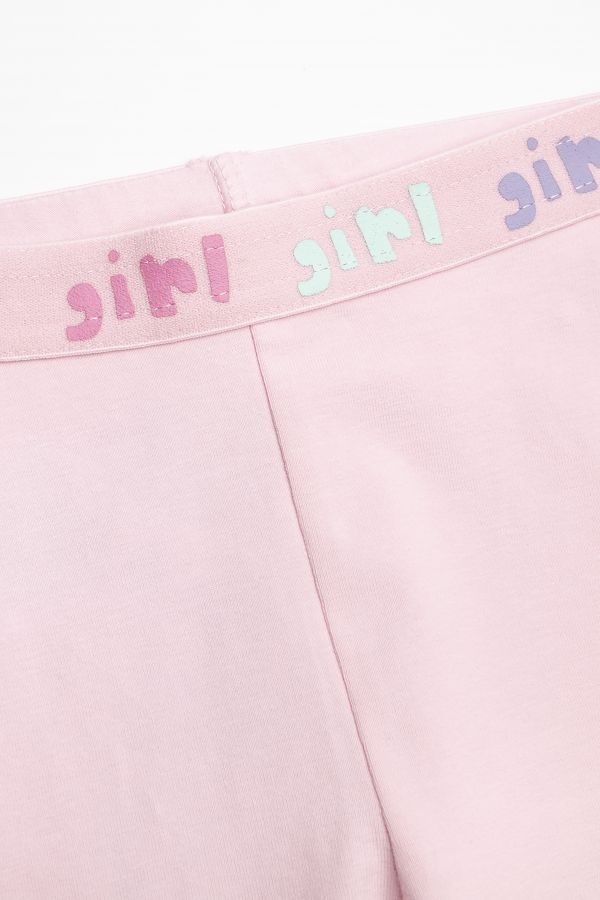 Leggings mit kurzen Hosenbeinen rosa mit einer dekorativen elastischen Taille 2156553