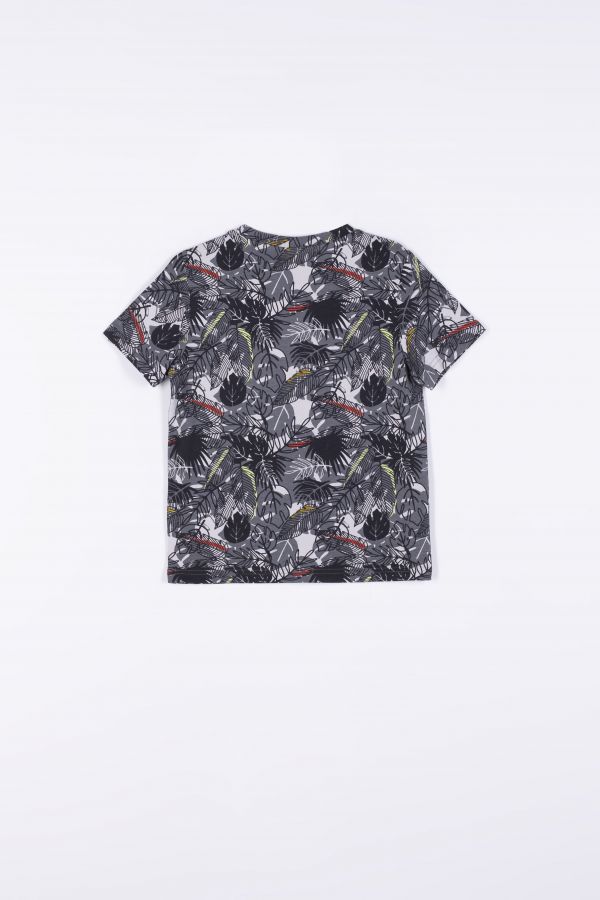 T-Shirt mit kurzen Ärmeln mehrfarbig mit Blätter-Motiv mit dreidimensionalem Aufdruck 2158384