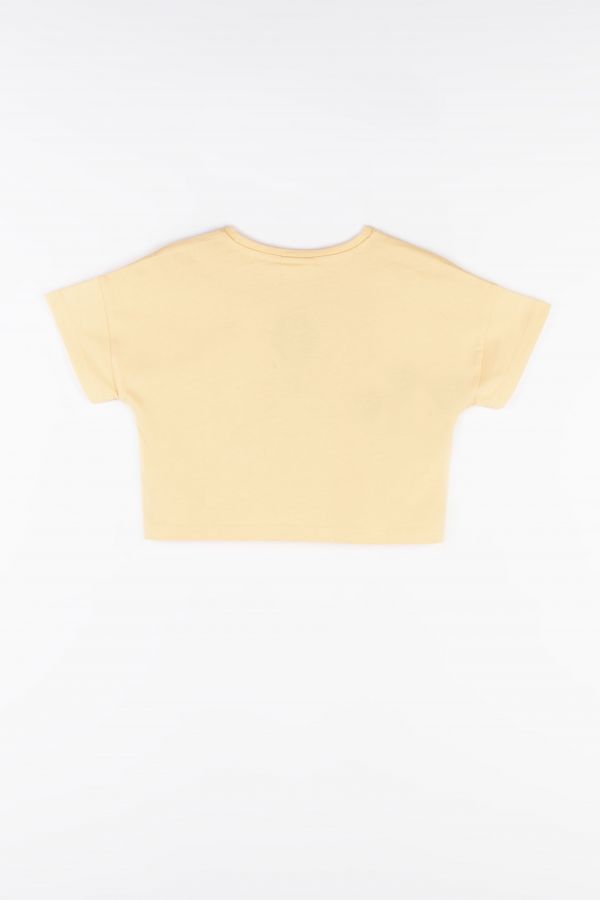 T-Shirt mit kurzen Ärmeln crop top mit mehrfarbigem Aufdruck vorne 2158557