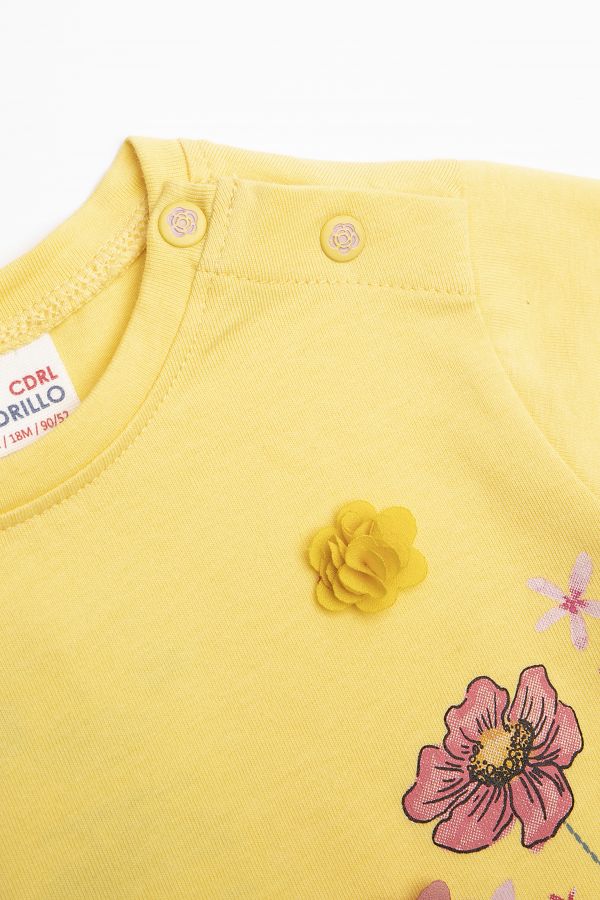 T-Shirt mit kurzen Ärmeln mit Rüschen- und Tüllblumen 2158925