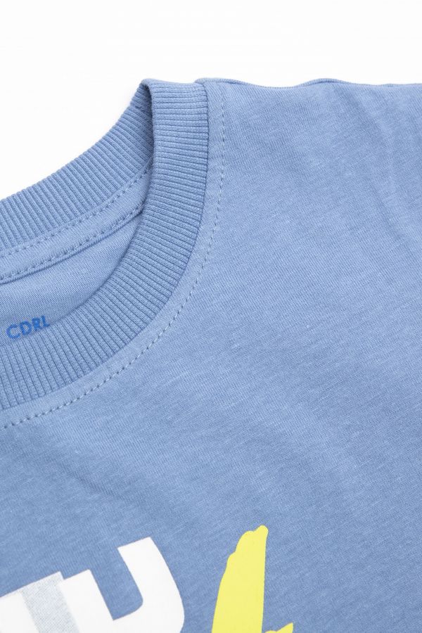 T-Shirt ohne Ärmel blau mit einem Farbdruck auf der Vorderseite 2159933