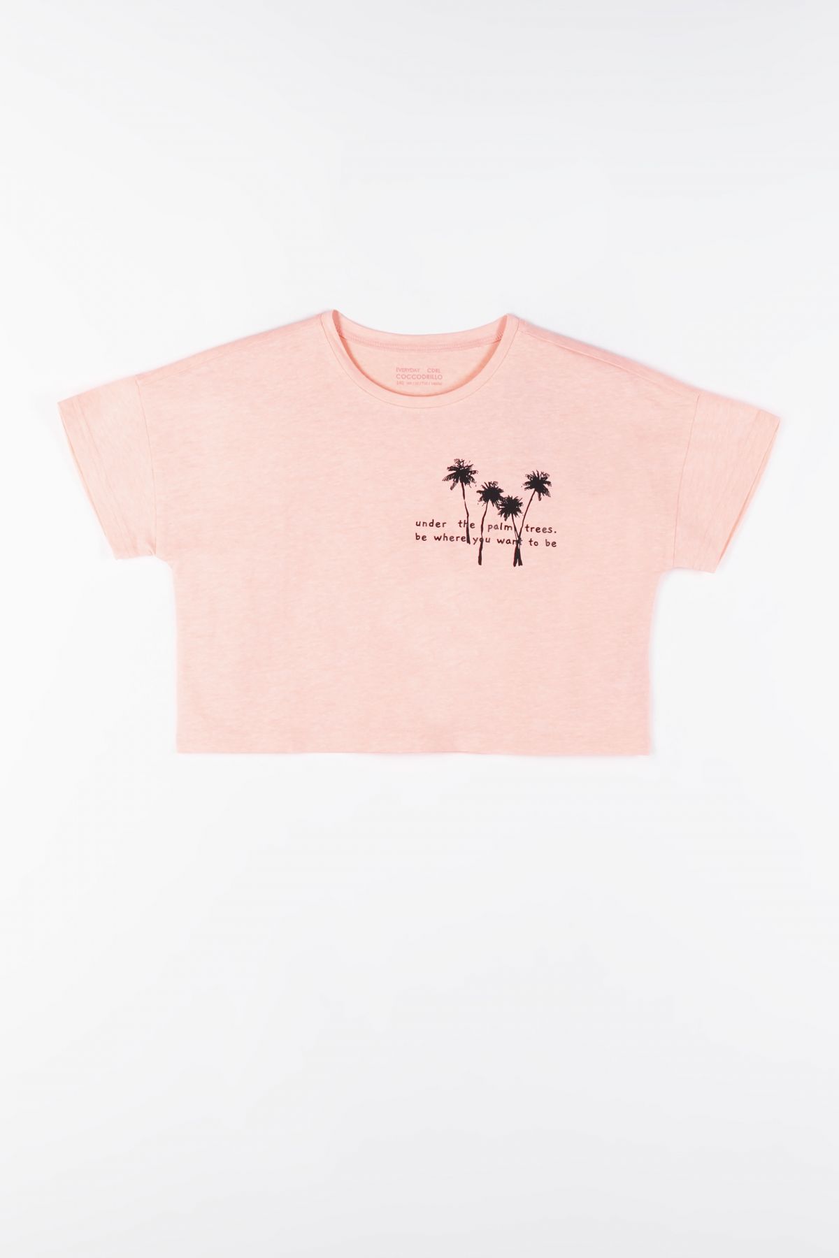 T-Shirt mit kurzen Ärmeln rosa mit kürzerem Schnitt 2159664