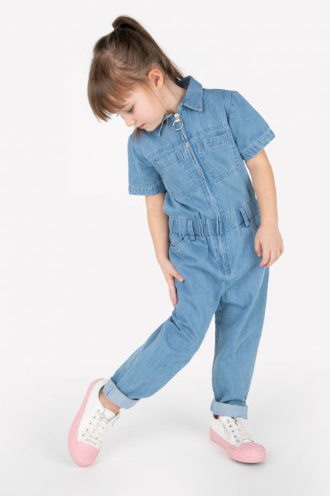 Jeans-Overall blauer mit kurzen Ärmeln