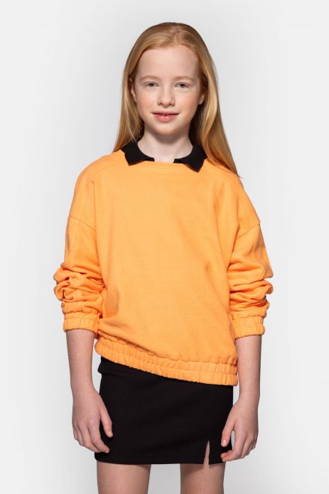 Sweatshirt orange einfaches mit dekorativem Gummi