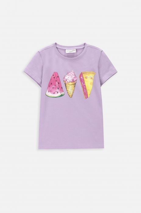 T-Shirt mit kurzen Ärmeln violettes mit Aufdruck