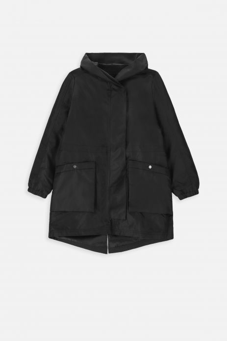 Jacke mit abnehmbarem Sweatshirt schwarze mit Kapuze und reflektierende Elemente 2