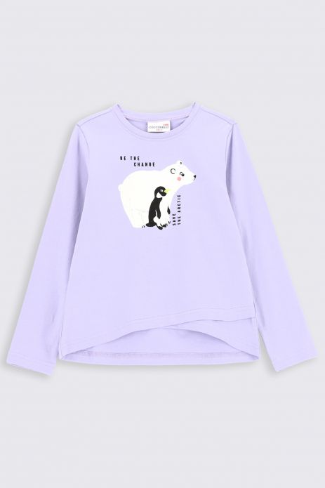 T-Shirt mit langen Ärmeln violett mit Aufdruck