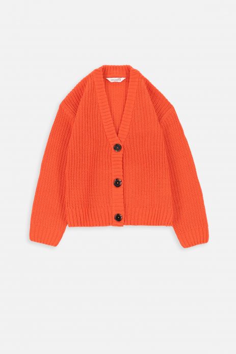 Pullover orange gestreift mit V-Ausschnitt