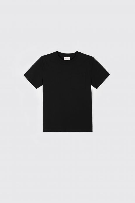 T-Shirt mit kurzen Ärmeln schwarzes glattes