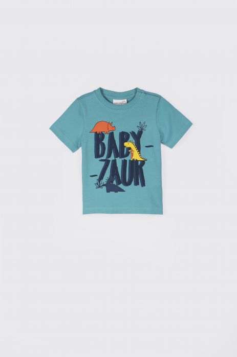 T-Shirt mit kurzen Ärmeln türkisfarbiges, mit Dinosaurier-Print