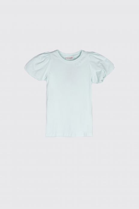 T-Shirt mit kurzen Ärmeln blaues mit Puffärmeln