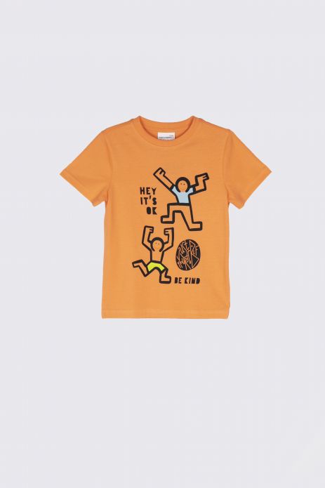 T-Shirt mit kurzen Ärmeln orange mit Aufdruck und Beschriftung