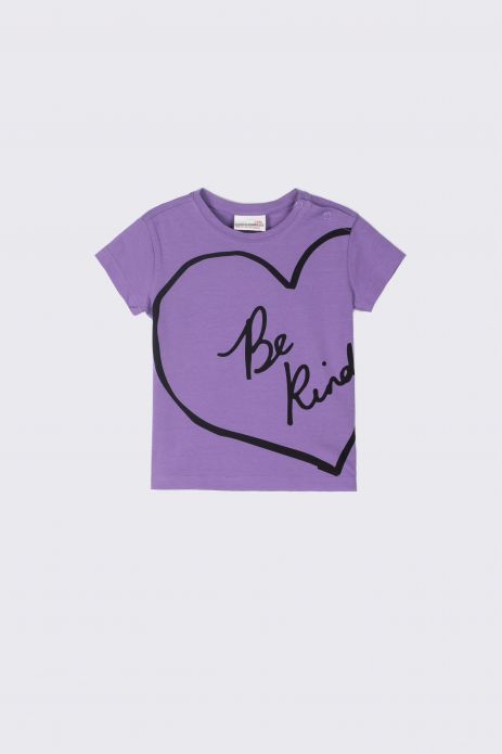 T-Shirt mit kurzen Ärmeln violettes mit schwarzem Aufdruck