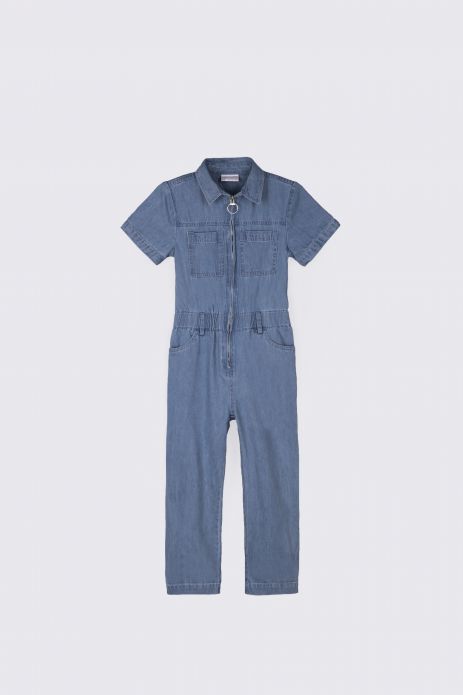 Jeans-Overall blauer mit kurzen Ärmeln 2