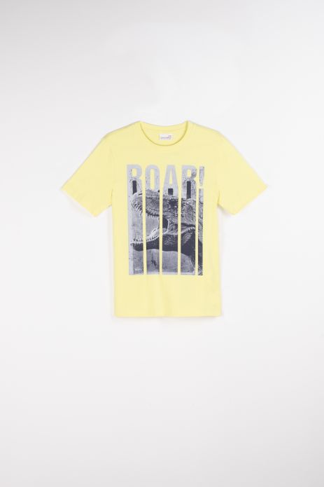 T-Shirt mit kurzen Ärmeln gelb mit Dinosauriermotiv 2