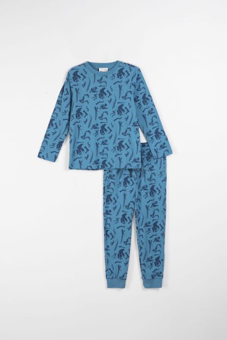 Pyjama für Jungen blau mit langen Ärmeln