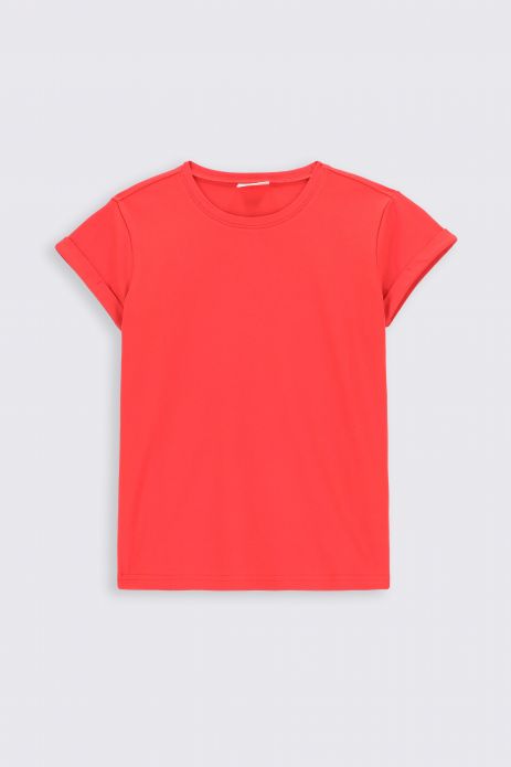 T-Shirt mit kurzen Ärmeln rotes ungemustertes