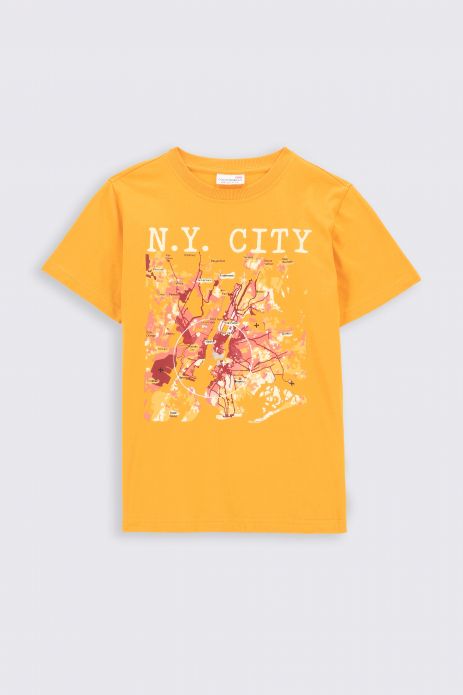 T-Shirt mit kurzen Ärmeln orange mit Print auf der Vorderseite 2